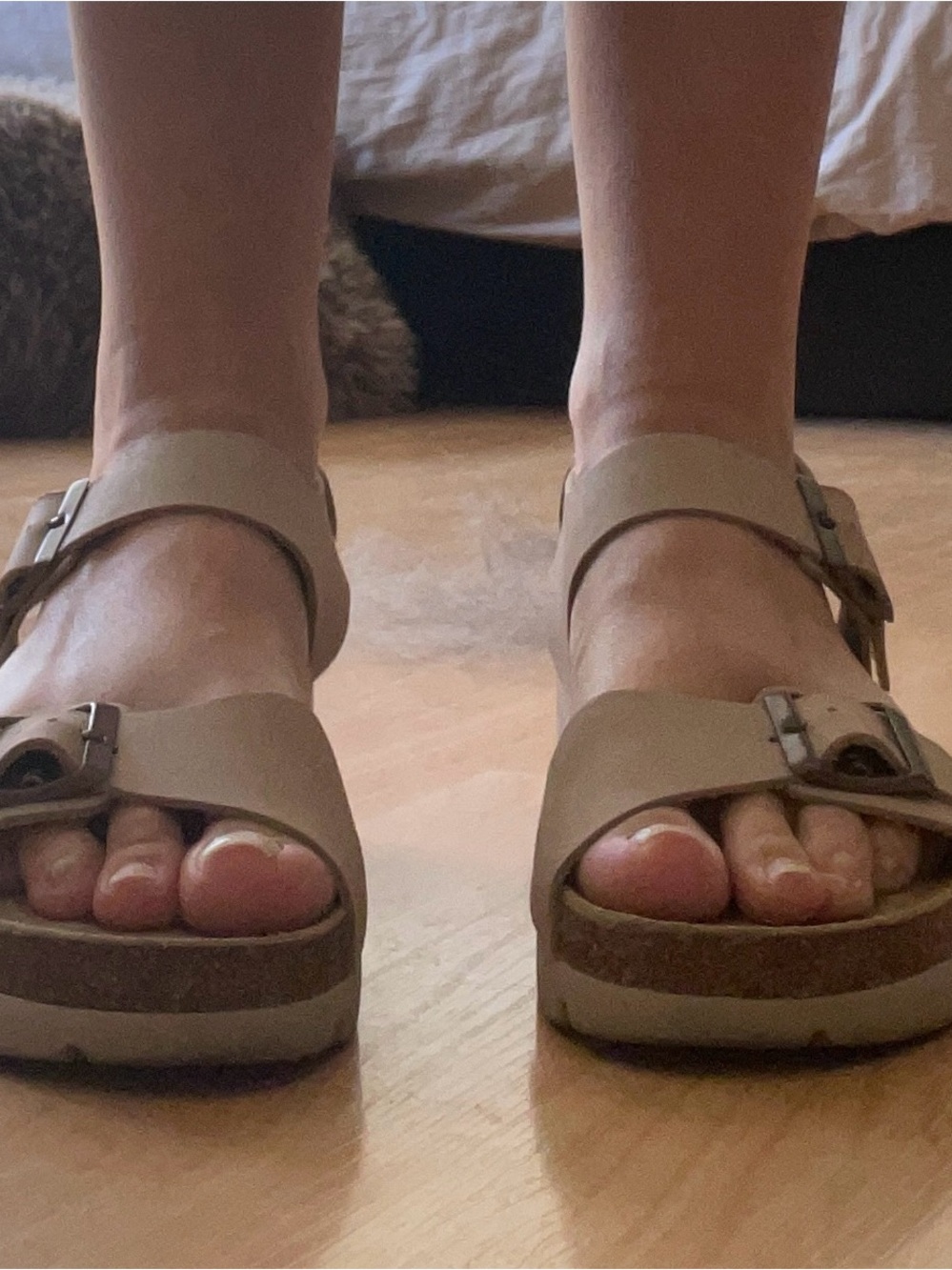 Plakton Women's Neutral Beige Buckle Cork-Style Sandals - Picture 4 of 11
